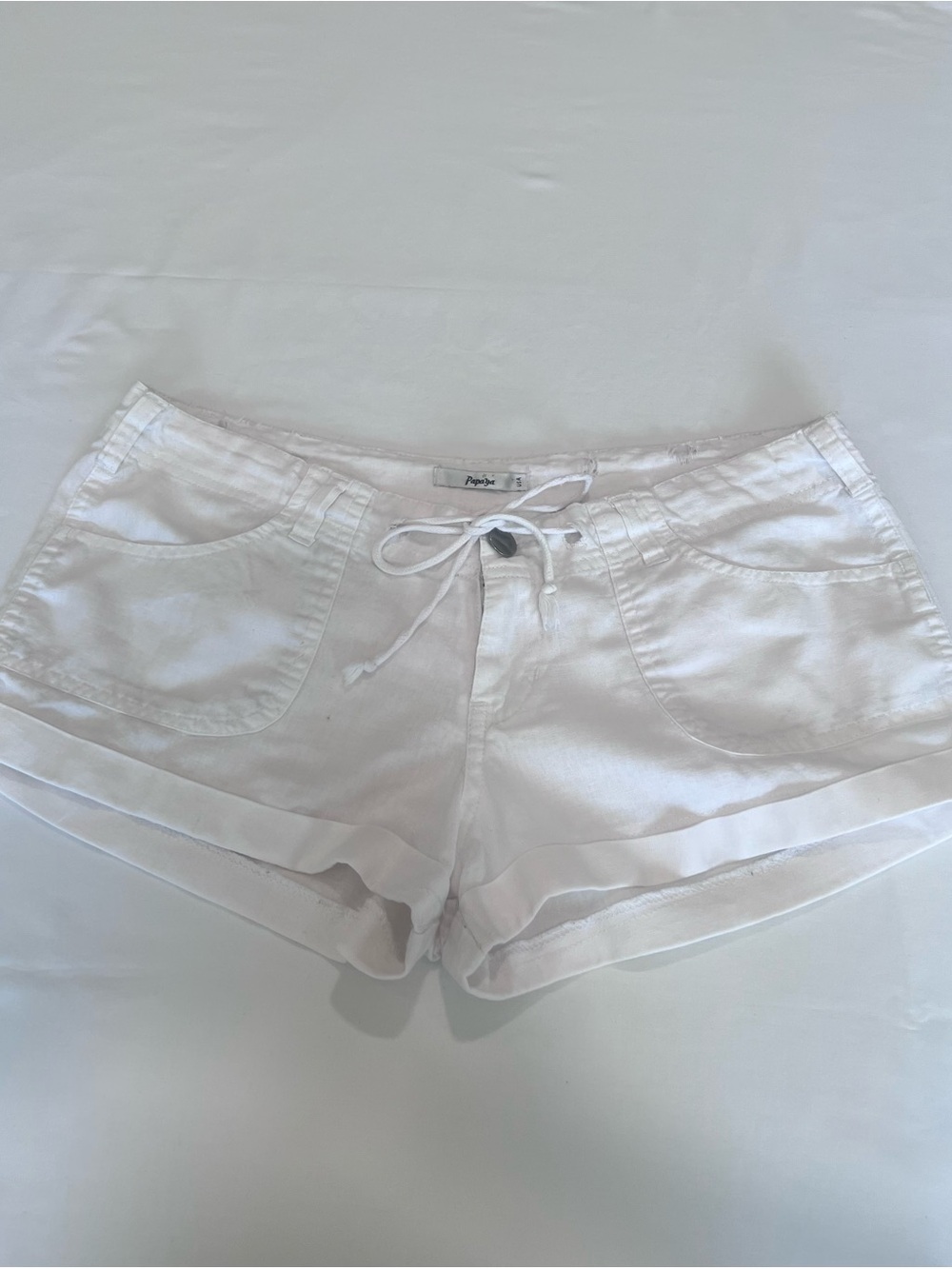 Papaya White Drawstring Cotton Shorts